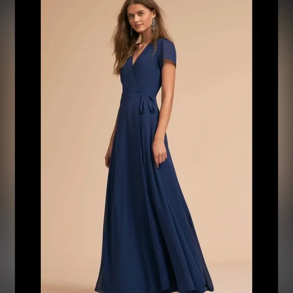 yumi kim bridesmaid dresses Simple One Shoulder A-line Long Bridesmaid Dress  27dress